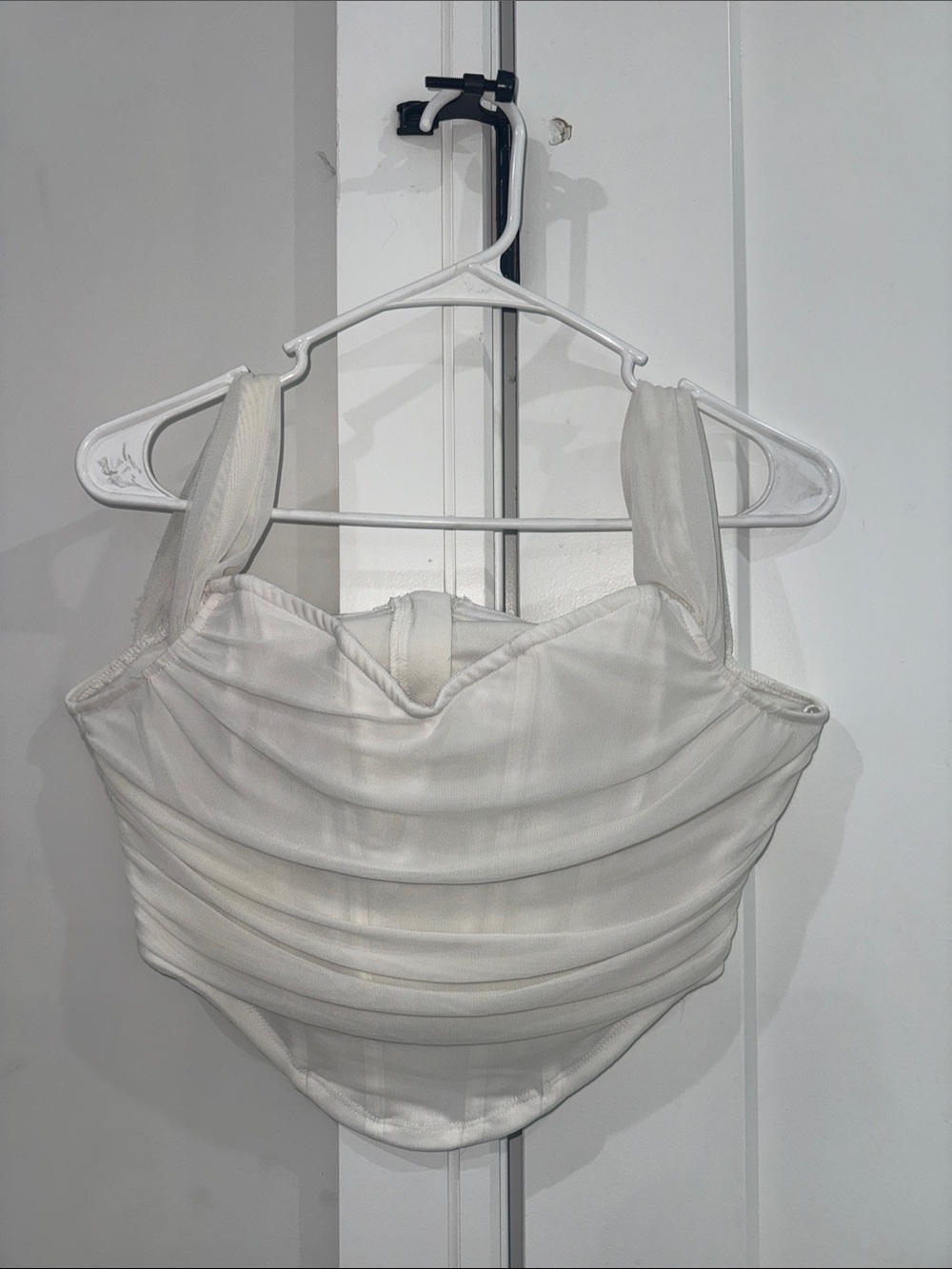 White Women's Draped Corset-Style Bustier Top